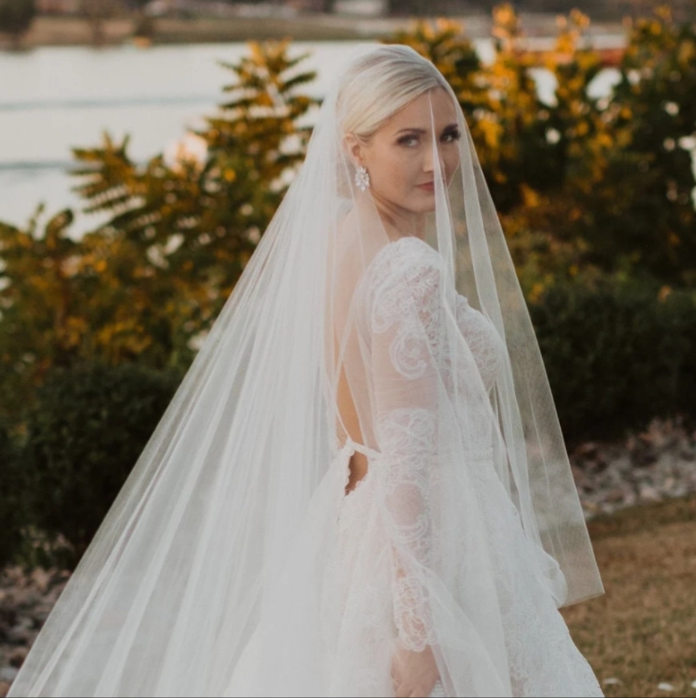 Ivory Cathedral Wedding Veil With Blusher